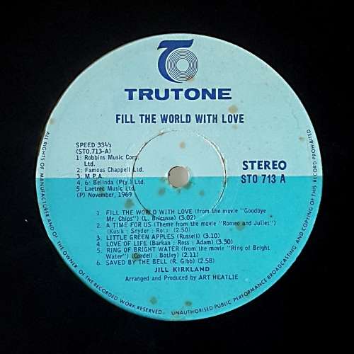 JILL KIRKLAND - FILL THE WORLD WITH LOVE Vinyl, LP, Album Country: South Africa Released: 1969