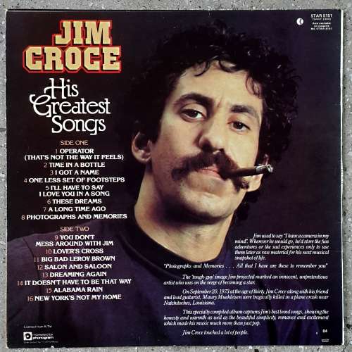 JIM CROCE - HIS GREATEST SONGS Vinyl, LP, Compilation Country: South Africa Released: 1980