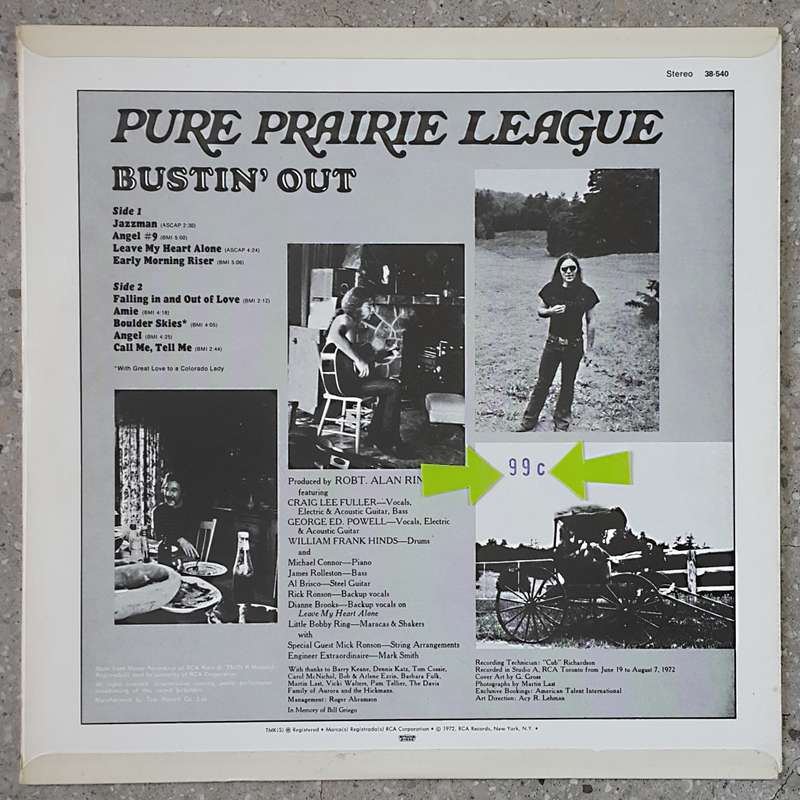 PURE PRAIRIE LEAGUE - BUSTIN` OUT Vinyl, LP, Album Country: South Africa Released: 1972/Country Rock