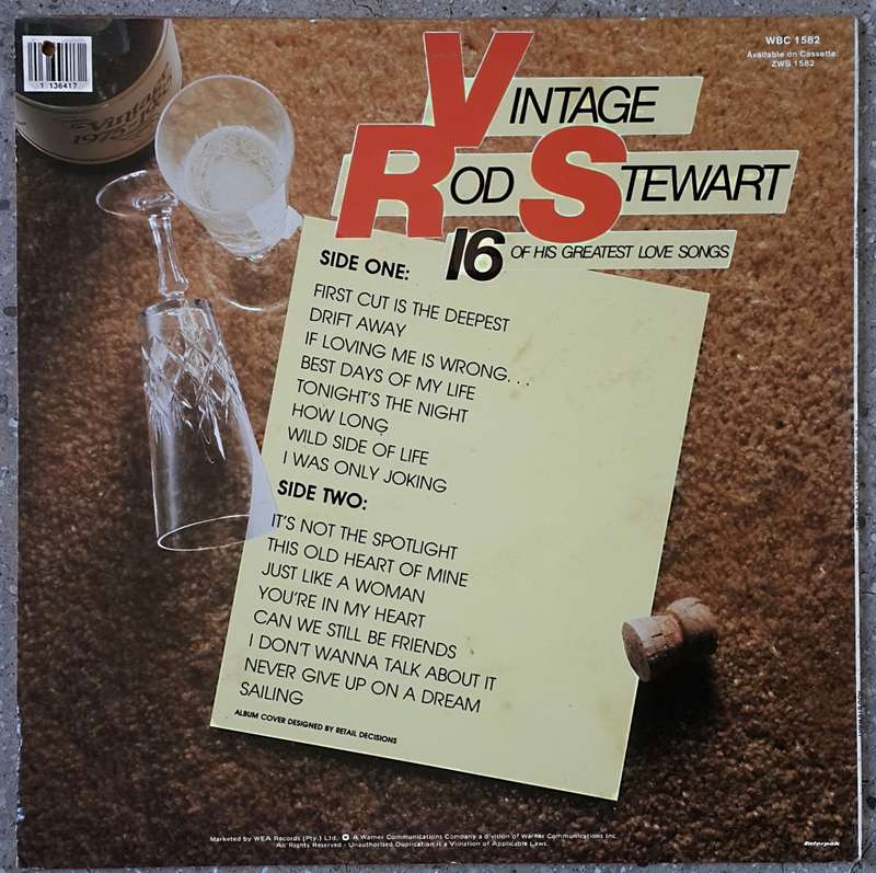 ROD STEWART - VINTAGE ROD STEWART 16 OF HIS GREATEST LOVE SONGS Vinyl, LP, Compilation, SA 1985