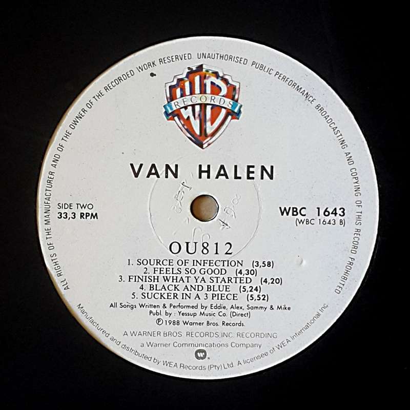 VAN HALEN - OU812 Vinyl, LP, Album Country: South Africa Released: 1988