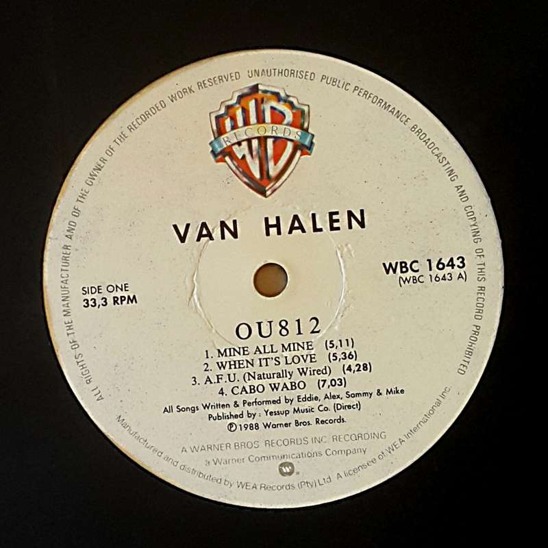 VAN HALEN - OU812 Vinyl, LP, Album Country: South Africa Released: 1988