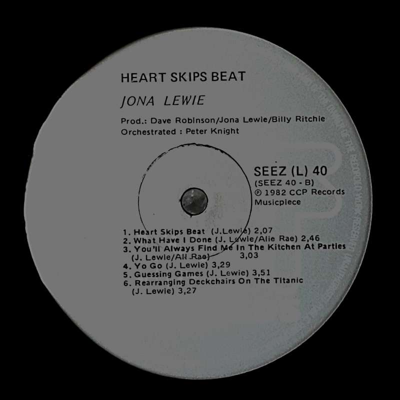 JONA LEWIE - HEART SKIPS BEAT Vinyl, LP, Album Country: South Africa Released: 1982