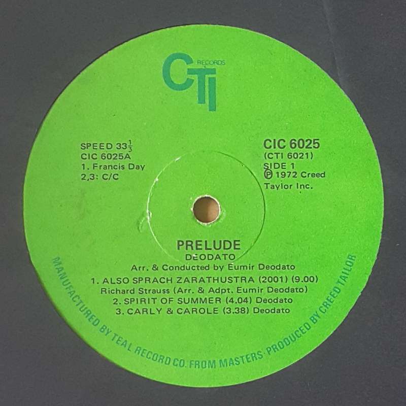 DEODATO - PRELUDE Vinyl, LP, Album Country: South Africa Released: 1973