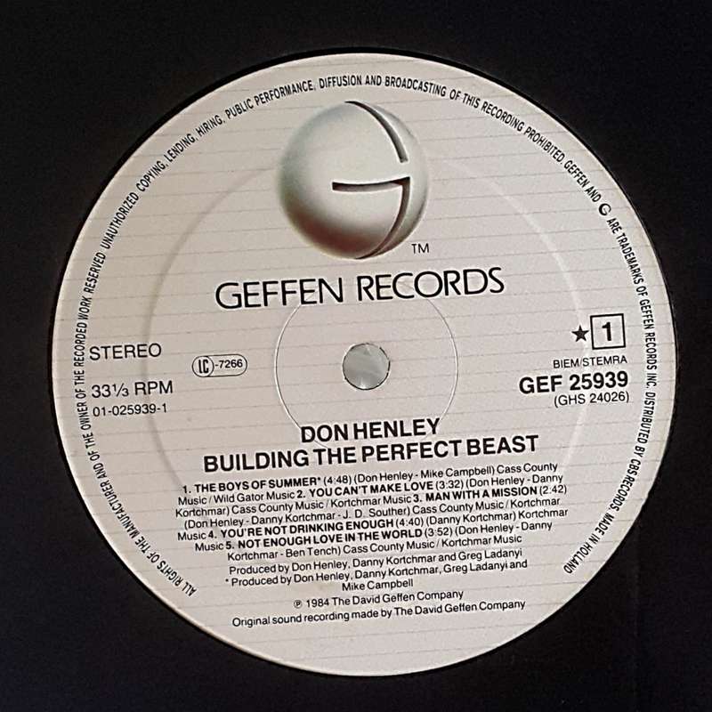 DON HENLEY(Eagles Lead Singer)- BUILDING THE PERFECT BEAST Vinyl, LP, Album Country:UK Released:1984