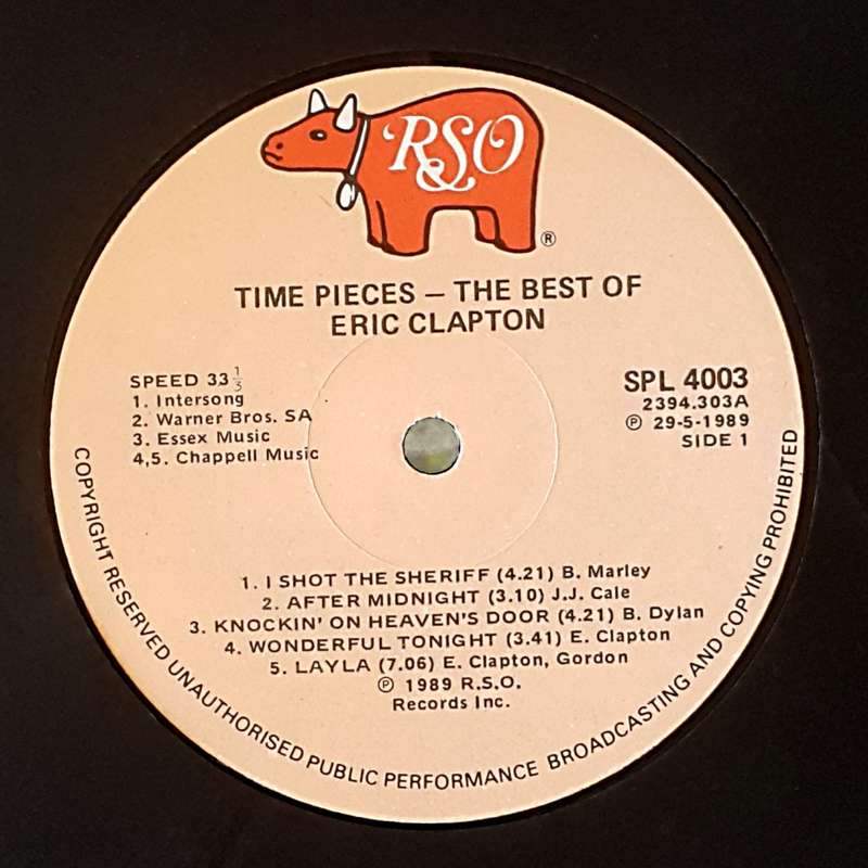 ERIC CLAPTON - TIME PIECES Vinyl, LP, Comp. Country: SA Released: 1989(Digitally Mastered) - RARE!!