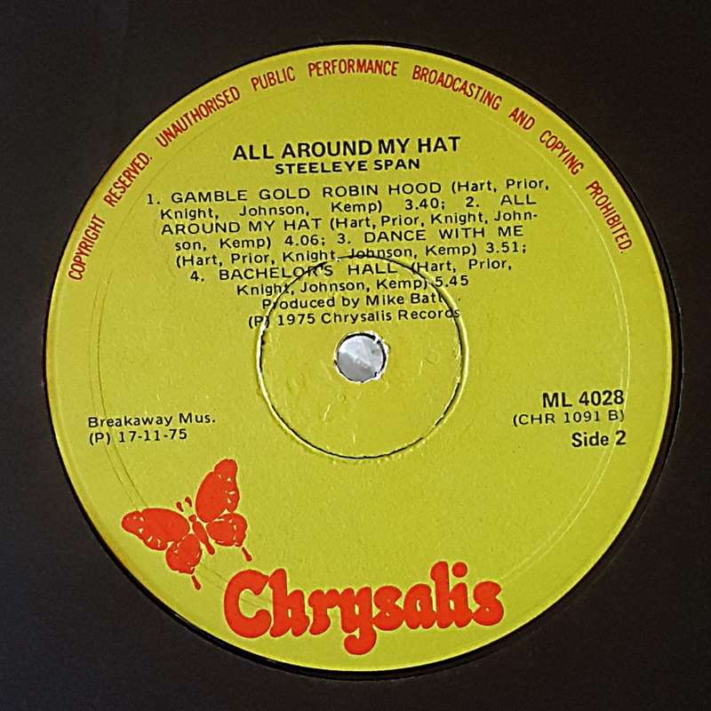 STEELEYE SPAN - ALL AROUND MY HAT Vinyl, LP, Album Country: Rhodesia Released: 1975
