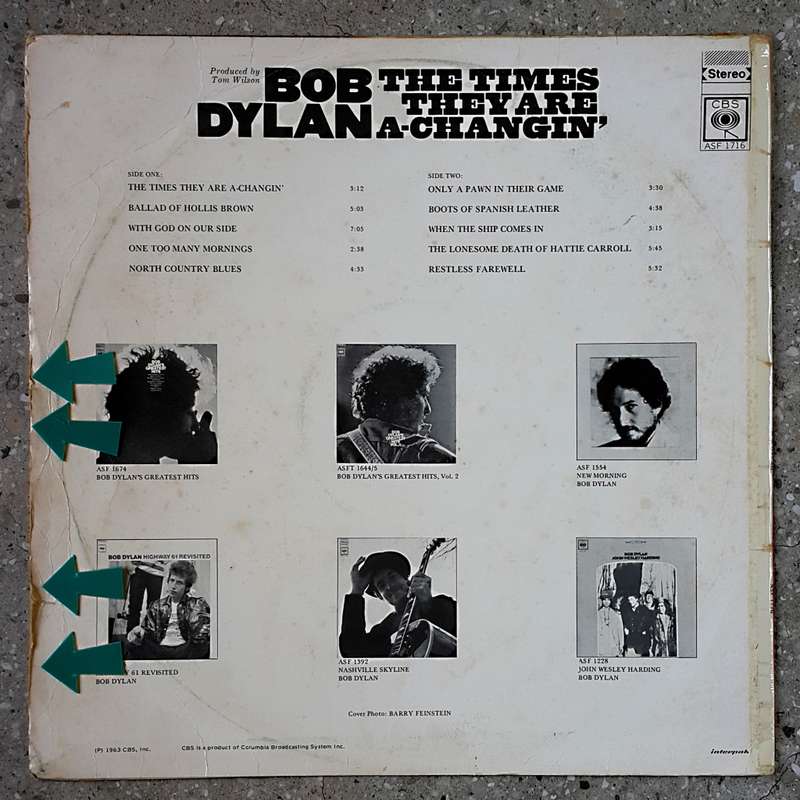 BOB DYLAN - THE TIMES THEY ARE A-CHANGIN`  Vinyl, LP, Album, Stereo Country: South Africa 1972