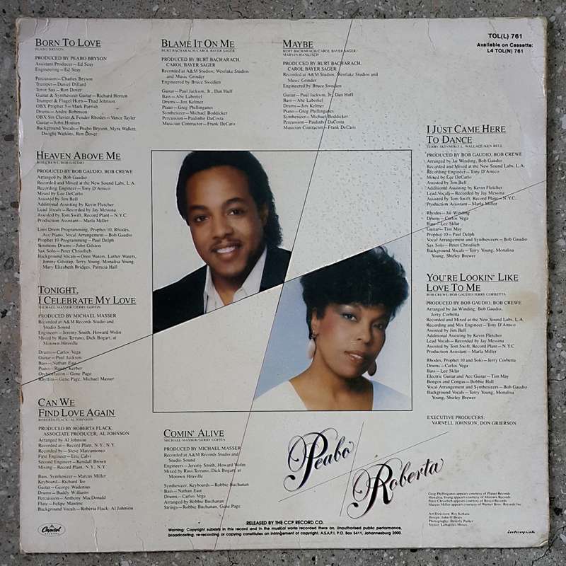 PEABO BRYSON/ROBERTA FLACK Vinyl, LP, Album Country: South Africa Released: 1983