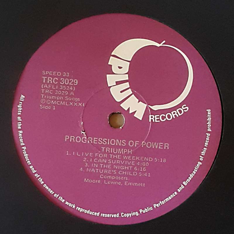 TRIUMPH - PROGRESSIONS OF POWER Vinyl, LP, Album Country: South Africa Released: 1981