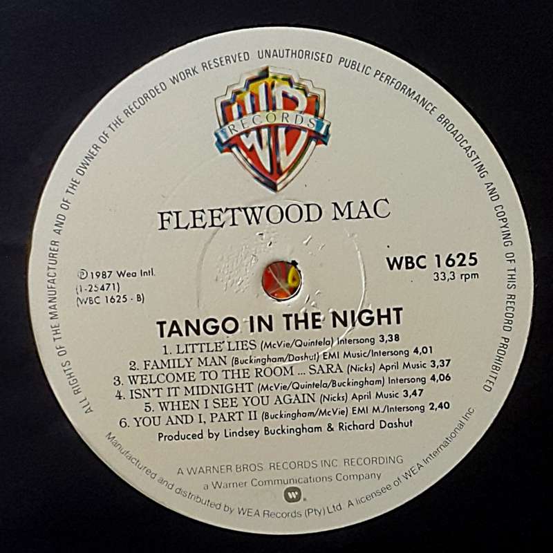 FLEETWOOD MAC - TANGO IN THE NIGHT Vinyl, LP, Album Country: South Africa Released: 1987