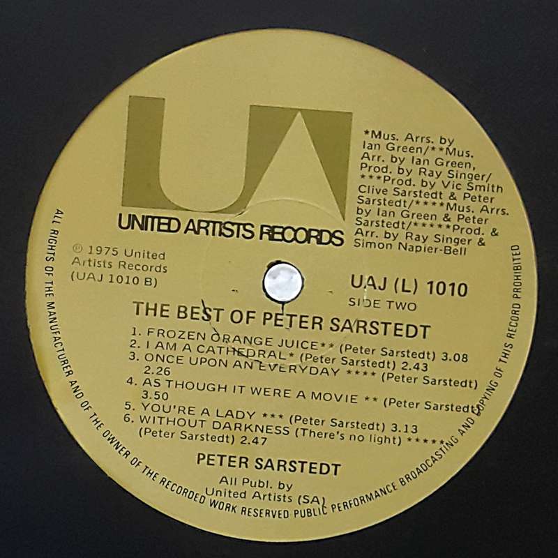 PETER SARSTEDT - THE BEST OF PETER SARSTEDT Vinyl, LP, Compilation Country: South Africa: 1975