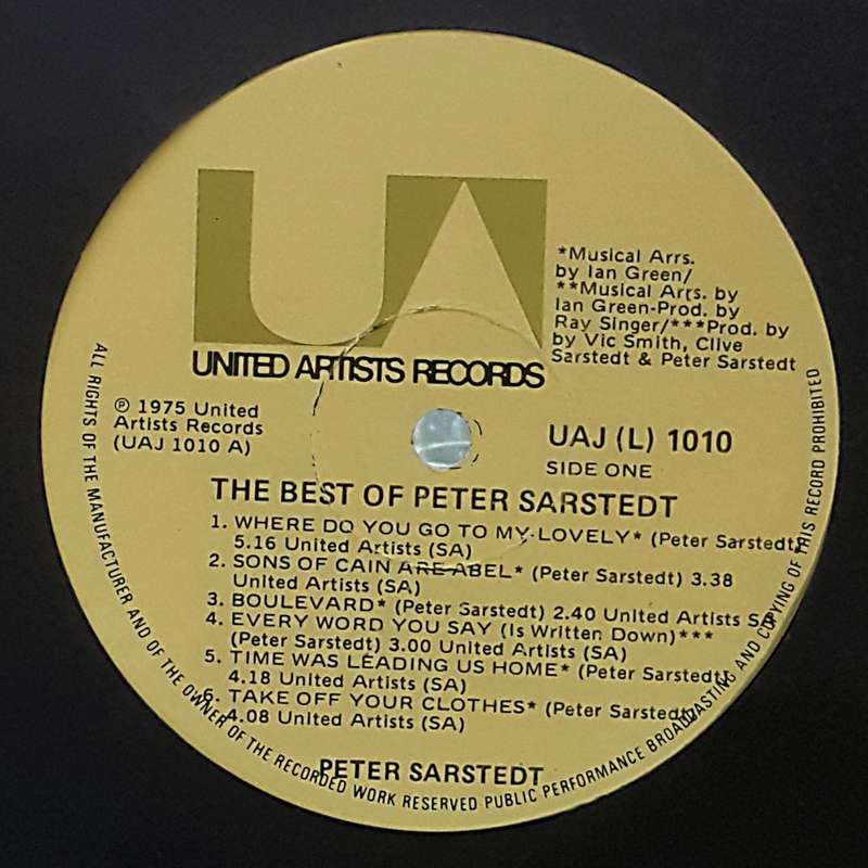 PETER SARSTEDT - THE BEST OF PETER SARSTEDT Vinyl, LP, Compilation Country: South Africa: 1975