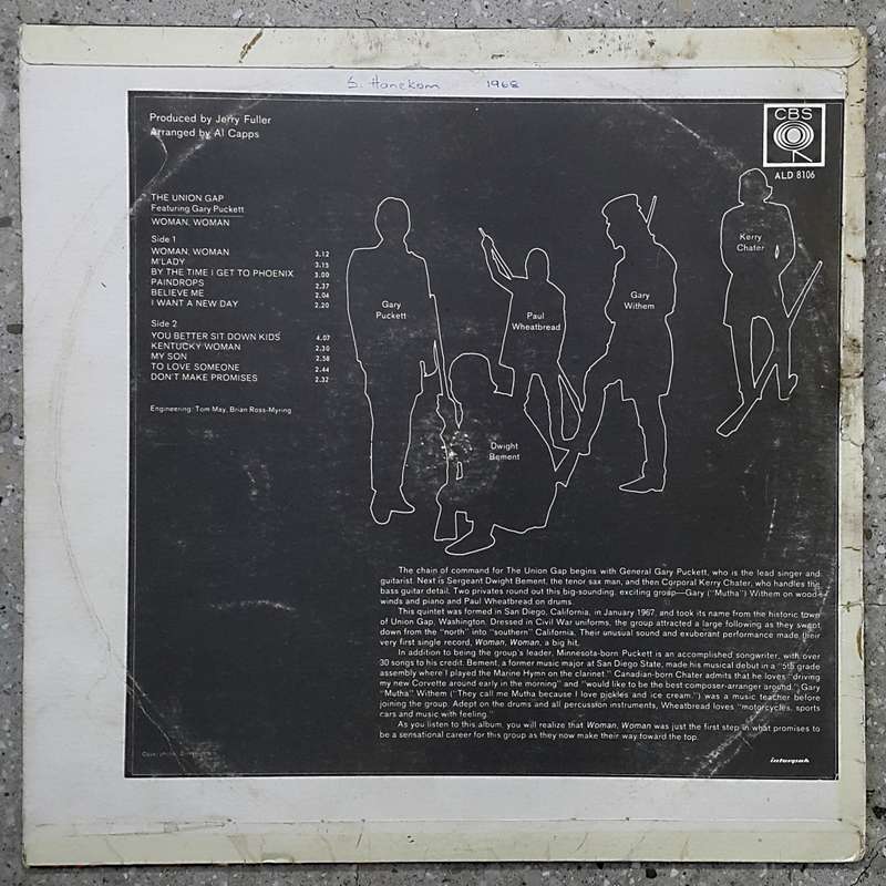 THE UNION GAP (feat. Gary Puckett) - WOMAN, WOMAN Vinyl, LP, Album, Stereo Country: SA 1968