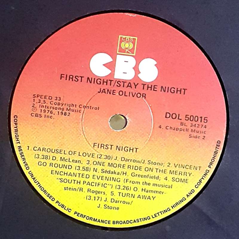 JANE OLIVOR - FIRST NIGHT/STAY THE NIGHT 2 × Vinyl, LP, Album, Comp., Gatefold, South Africa 1982