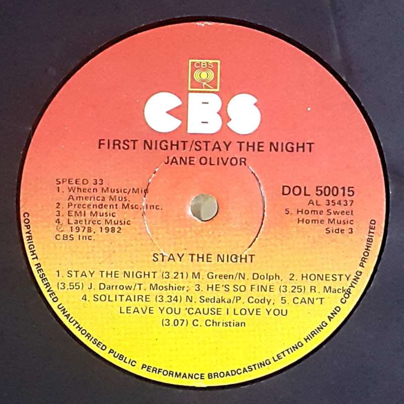 JANE OLIVOR - FIRST NIGHT/STAY THE NIGHT 2 × Vinyl, LP, Album, Comp., Gatefold, South Africa 1982