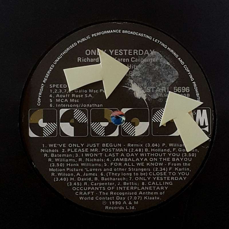 CARPENTERS - ONLY YESTERDAY - RICHARD & KAREN CARPENTER`S GREATEST HITS Vinyl, LP, Comp. SA 1990