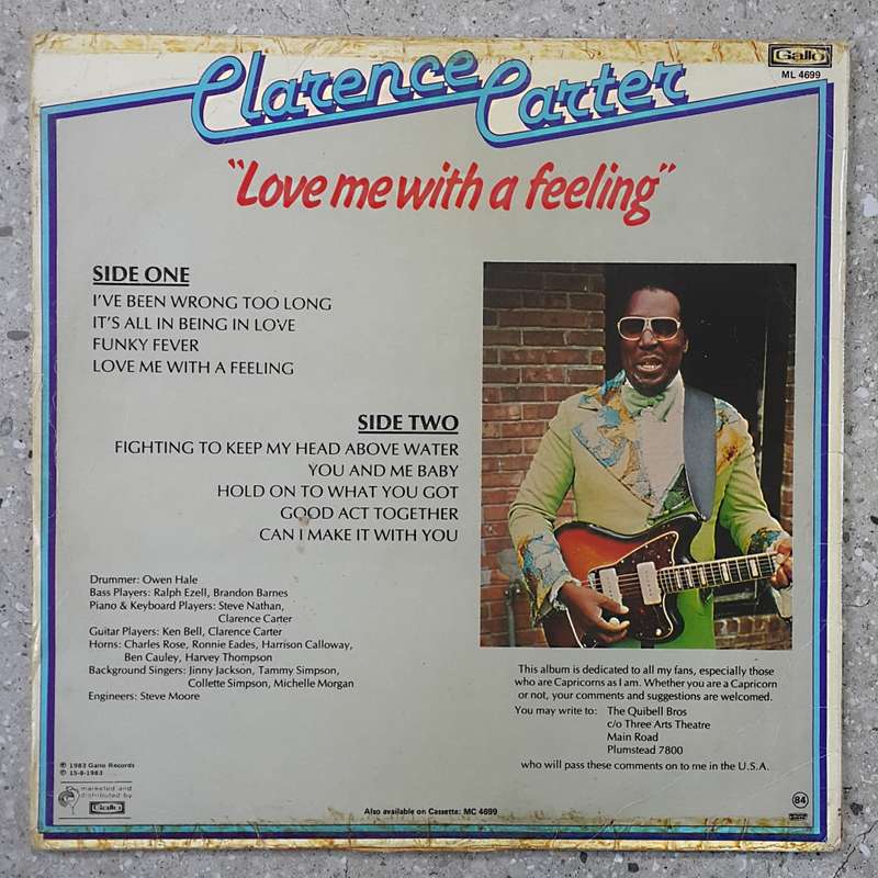 CLARENCE CARTER - LOVE ME WITH A FEELING Vinyl, LP, Album, Country: South Africa Released: 1983