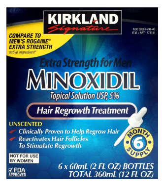 Kirkland Minoxidil 5% Extra Strength Hair Regrowth for Men, 6 Month Supply
