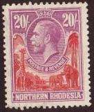 Northern Rhodesia 1925 GV 20s - rare hi val stamp: pse read description