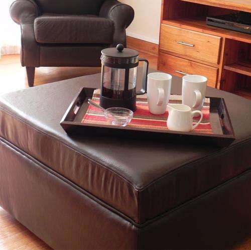 Large Full Grain Leather Ottoman