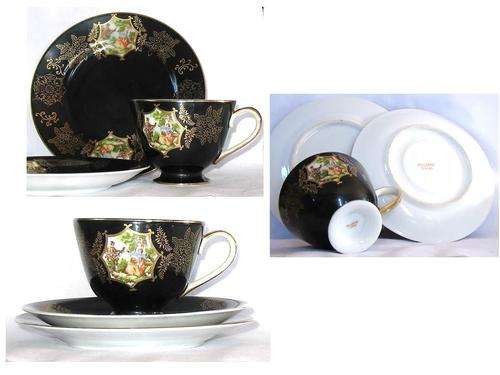 TEA CUP TRIO* BLACK & GOLD "BALLERINA CHINA" see Sweetleaf 4 more items
