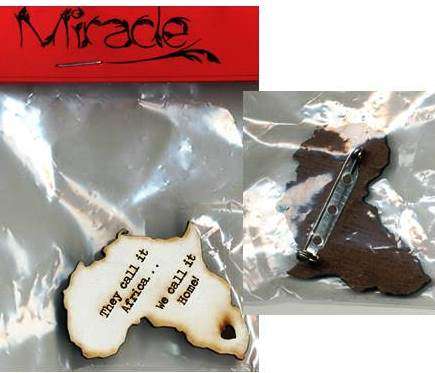 AFRICA WOOD CUT OUT  BROOCH WITH SMOKEY EDGES * 4.5cm* see SWEETLEAF 4 more items