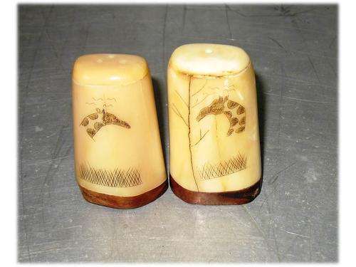 AFRICAN HAND CARVED GIRAFFE SALT AND PEPPER POTS * see SWEETLEAF for more