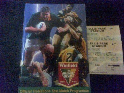 OFFICIAL MATCH PROGRAM :SA VS AUS 22/8/98 - ELLIS PARK * INCL 2 MATCHDAY TICKETS