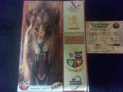OFFICIAL MATCH PROGRAM : LIONS VS BRITISH LIONS :11/6/97 - ELLIS PARK * INCLUDING MATCHDAY TICKET