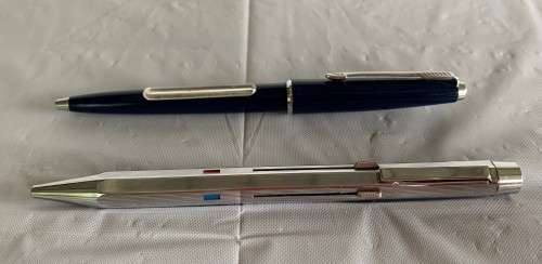 VINTAGE PARKER U.S.A ROTATING "WINDOW" ADVERTISING BLUE BALL POINT PEN