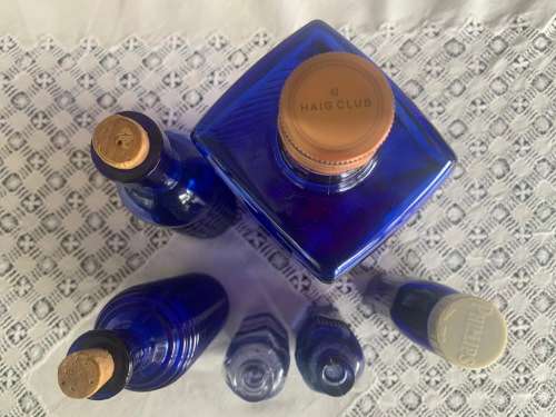 6 Vintage Blue Bottles