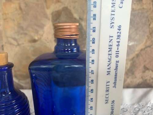 6 Vintage Blue Bottles