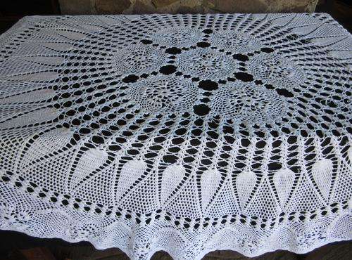 GORGEOUS VINTAGE COTTON CROCHET ROUND TABLE CLOTH