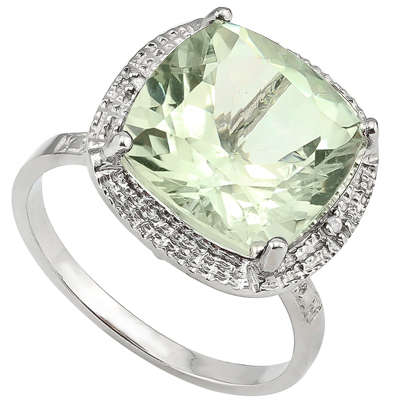 6.204 Carat Green Amethyst Silver Ring