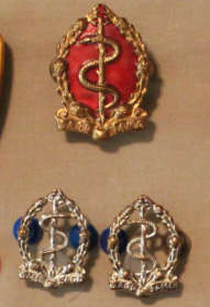 SA Medical corps enamelled cap badge and collar badges -  lugs in tact