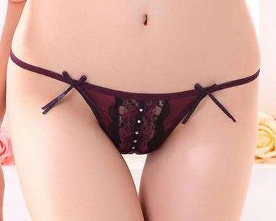 Good Quality: Purple & Black Lace Thong