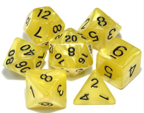 Dungeons and Dragons - Marbled - Role Playing Game Dice (Yellow with Black numbers)