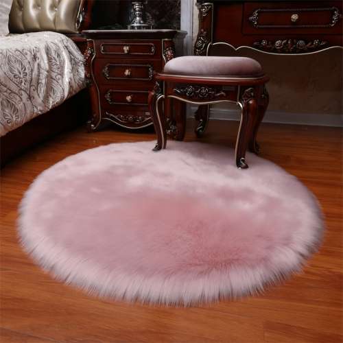 Fluffy Round Rugs-plain dust pink