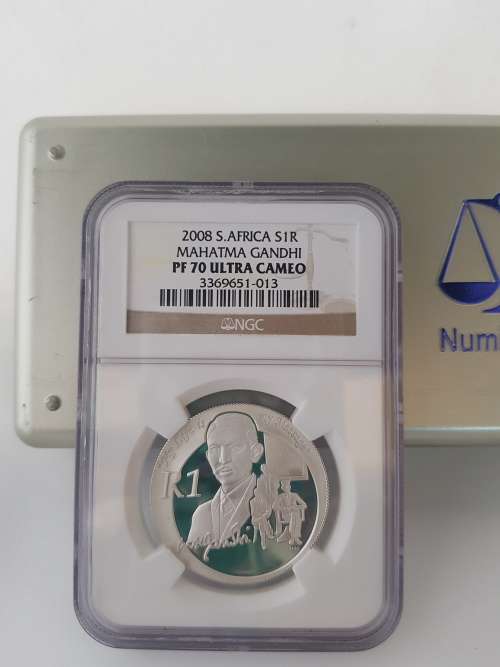 **2008 PROOF Silver R1-MAHATMA GANDHI-NGC GRADED PF70-HIGHEST POSSIBLE GRADE!!!!!!**