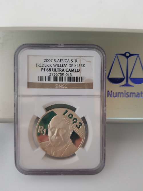 **DE KLERK SILVER PROOF R1-NGC GRADED PF68 ULTRA CAMEO-GREAT LOOKING COIN!!!**