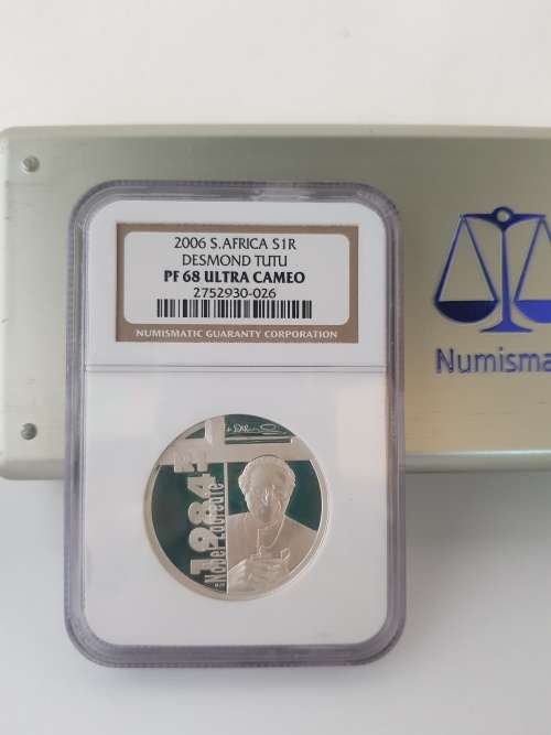 **ALMOST THE BEST @ PF68-NOBEL LAUREATTE DESMOND TUTU-NGC GRADED!!!