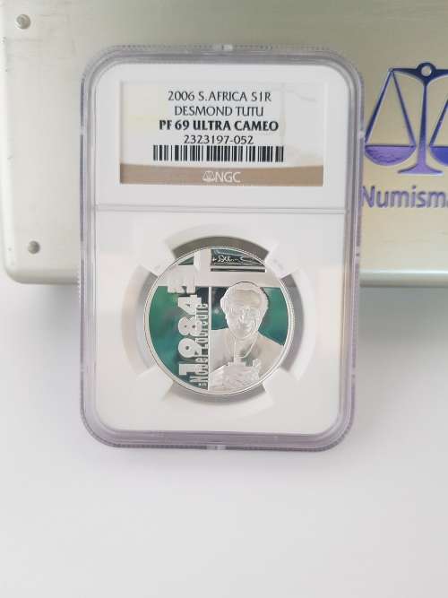 **ALMOST THE BEST @ PF69-NOBEL LAUREATTE DESMOND TUTU-NGC GRADED!!!