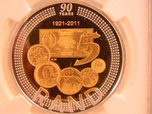 2011 -SARB 90TH ANNIVERSARY-STERLING SILVER CROWN WITH GOLD PLATING-GRADED A PERFECT PF70
