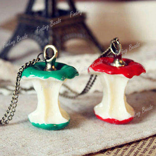 Antique Red Apple Pendant Necklace