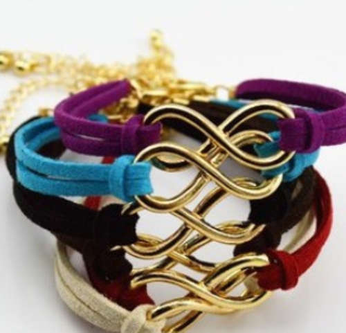 ** 8 COLORS AVAILABLE ** Retro Infinity Leather Charm Bracelets!