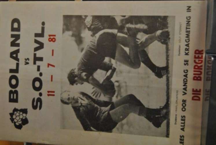 Programme Boland vs SO Tvl Wellington 11/7/81