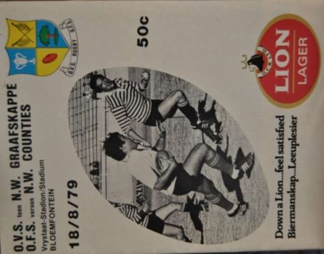 Programme OFS vs Northern Counties 18/8/79 Bloemfontein