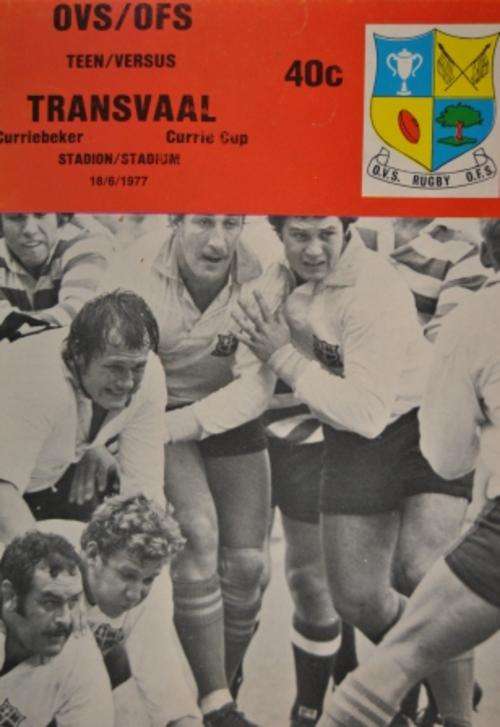 Programme OFS vs Tvl 18/6/77 Bloemfontein