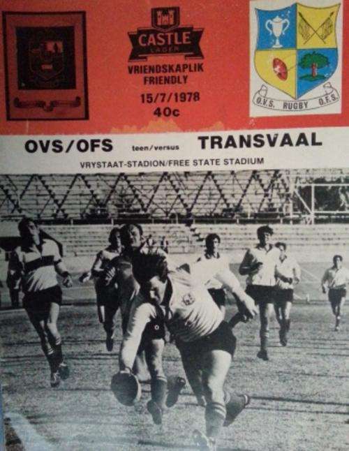 Programme OFS / Transvaal 15/7/1978 Bloemfontein